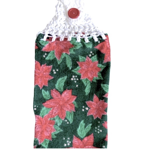 HAND CRAFTED Christmas Crocheted Top Hanging Kitchen or Bathroom Hand Towels - Picture 6 of 11